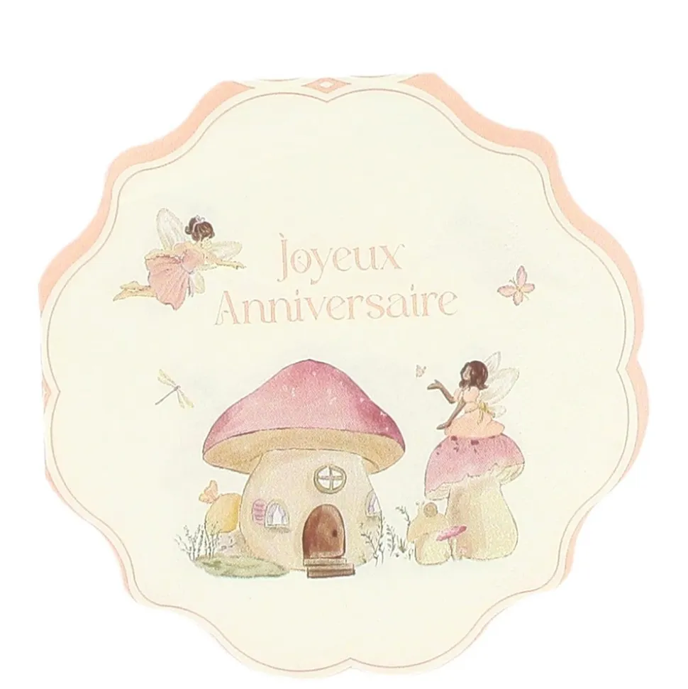 10 SERVIETTES PAPIER ANNIVERSAIRE FAIRY WORLD 33CM