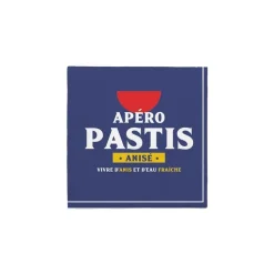 10 SERVIETTES PAPIER APÉRO PASTIS 26CM BLEU