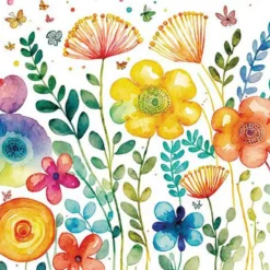 20 SERVIETTES PAPIER AQUARELLE PRINTEMPS 33CM