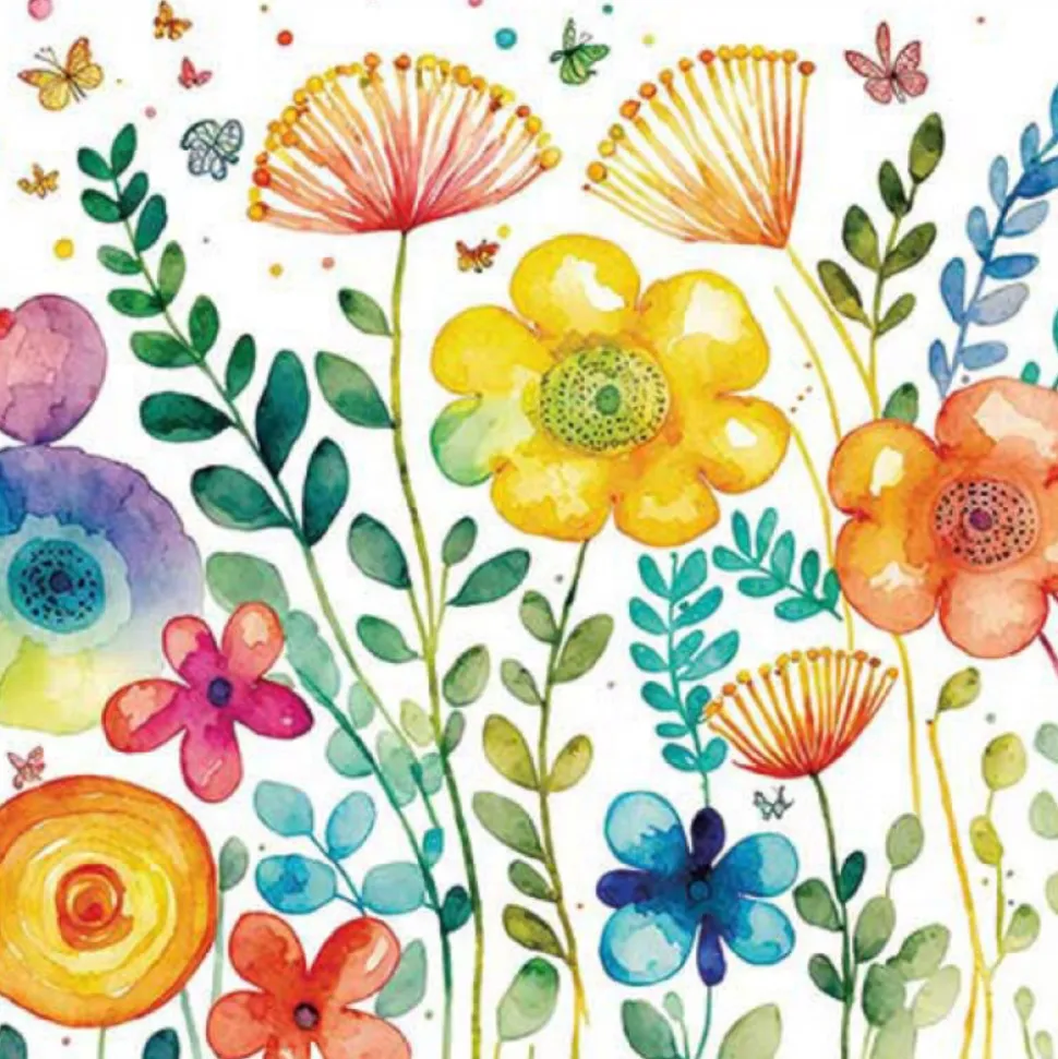 20 SERVIETTES PAPIER AQUARELLE PRINTEMPS 33CM