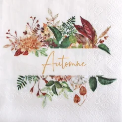 20 SERVIETTES PAPIER AUTOMNE NATURE FLORAL 33CM