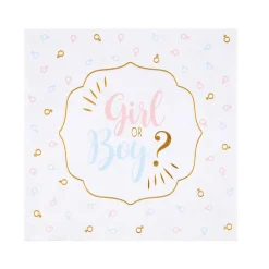 20 SERVIETTES PAPIER BABY GENDER 33CM BLANC
