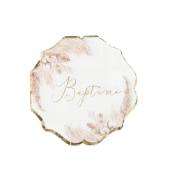 16 SERVIETTES PAPIER BAPTÊME PAMPA FLEUR DE COTON