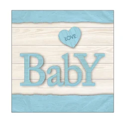 20 SERVIETTES PAPIER BÉBÉ AMOUR 33CM BLEU