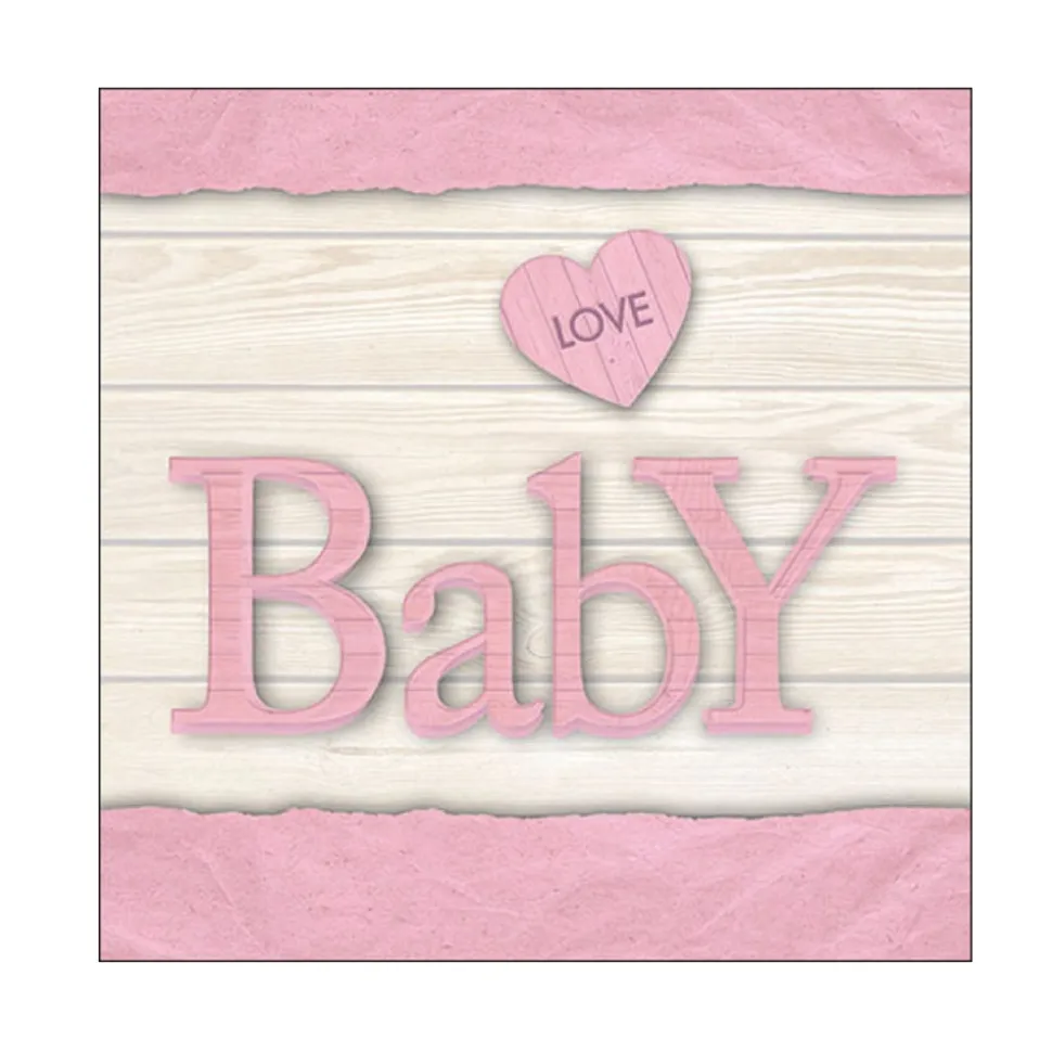 20 SERVIETTES PAPIER BÉBÉ AMOUR 33CM ROSE