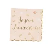 16 SERVIETTES PAPIER BOHO ANNIVERSAIRE 33CM BLUSH