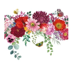 20 SERVIETTES PAPIER BORDURE FLEURIE 33CM BLANC