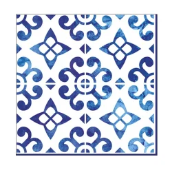 20 SERVIETTES PAPIER CARREAUX DE CIMENT BLEU 33CM