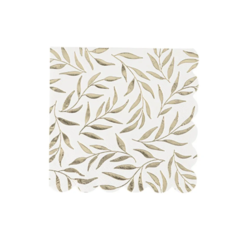 20 SERVIETTES PAPIER COCKTAIL JOLIS BRINS 24CM OR