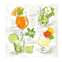 20 SERVIETTES PAPIER COCKTAILS APÉRO 33CM VERT