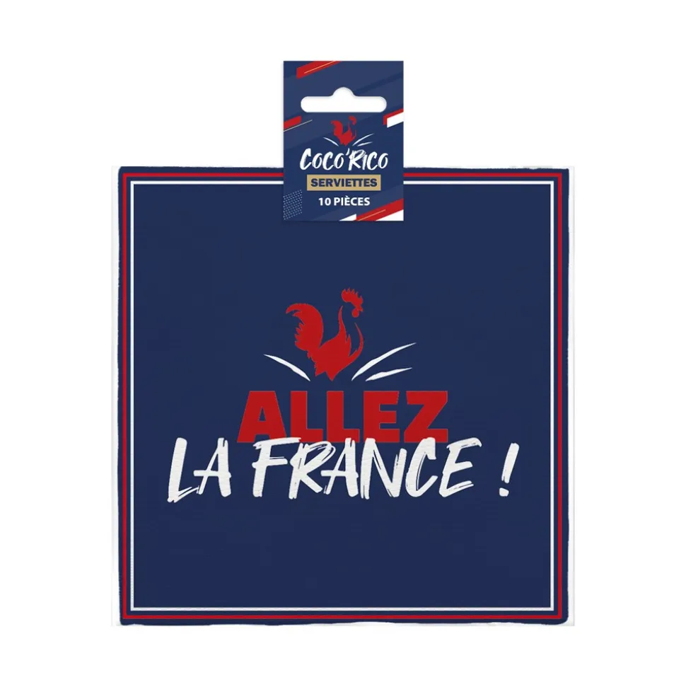 10 SERVIETTES PAPIER COCORICO FRANCE 33CM