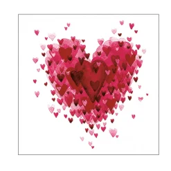 20 SERVIETTES PAPIER COEURS EN COEUR ROUGE 33CM