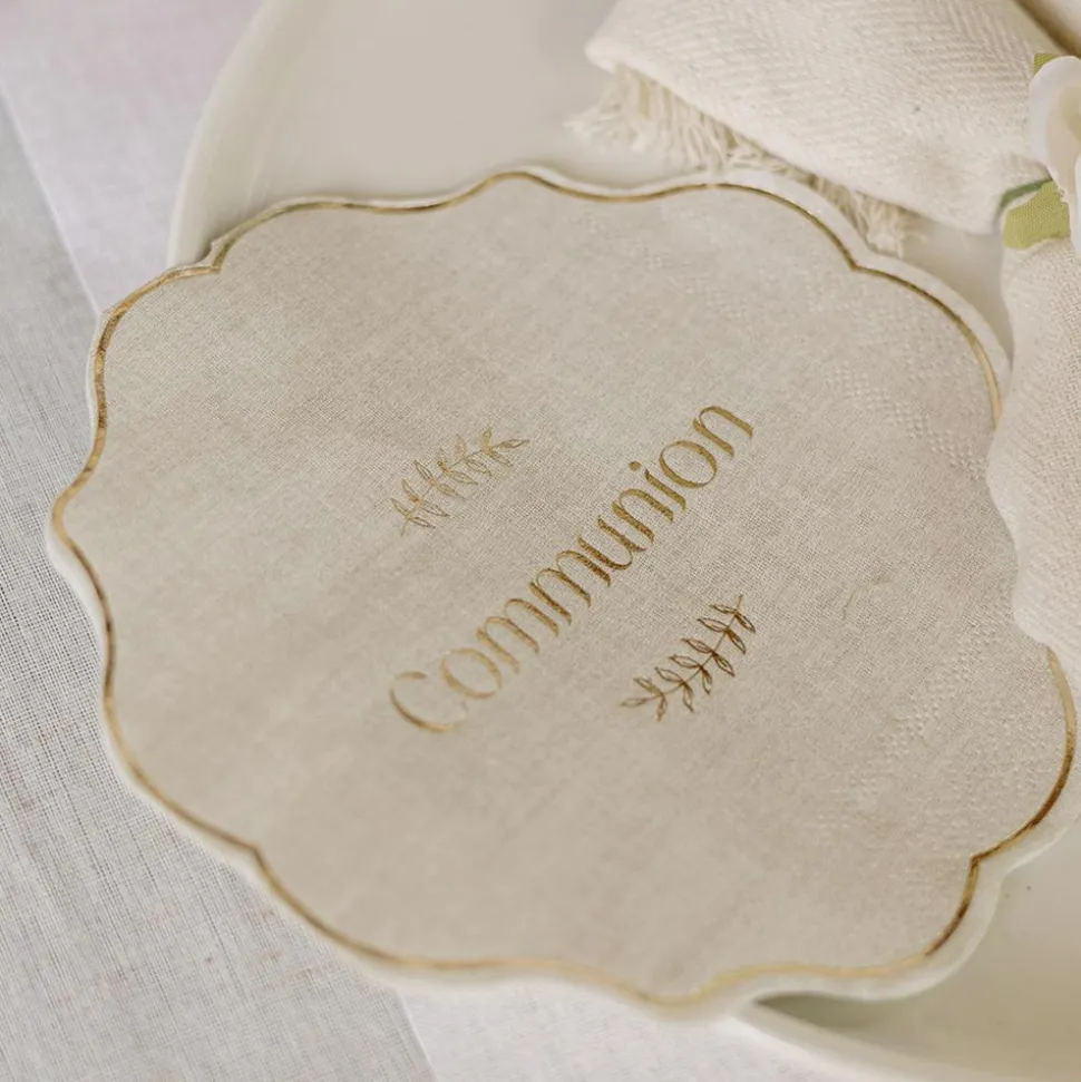 16 SERVIETTES PAPIER COMMUNION 31.5CM LIN