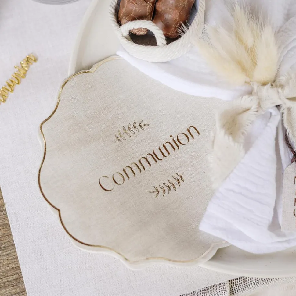 16 SERVIETTES PAPIER COMMUNION 31.5CM LIN