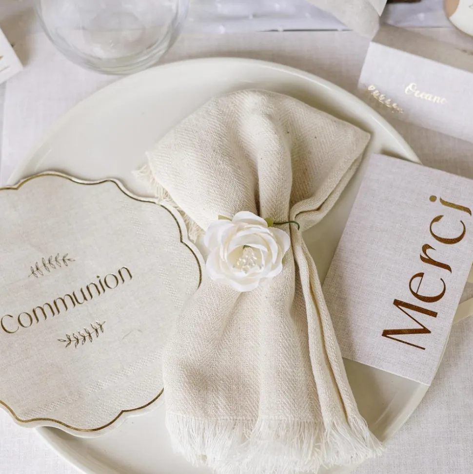 16 SERVIETTES PAPIER COMMUNION 31.5CM LIN