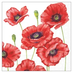 20 SERVIETTES PAPIER COQUELICOTS 33CM ROUGE