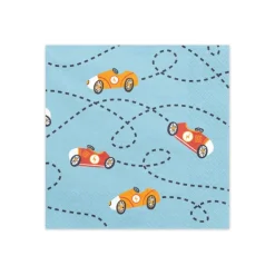 12 SERVIETTES PAPIER COURSE AUTO RÉTRO 33CM BLEU