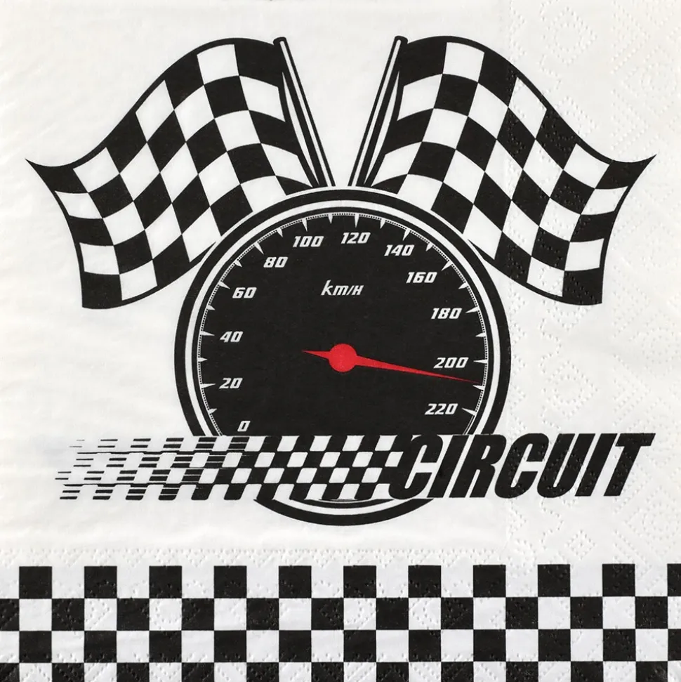 20 SERVIETTES PAPIER COURSE FORMULE 1 33CM BLANC
