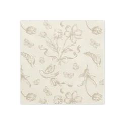 12 SERVIETTES PAPIER CROQUIS FLEUR 33CM BEIGE