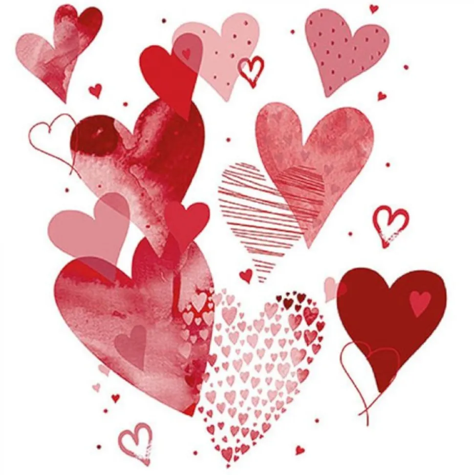 20 SERVIETTES PAPIER CURS AMOUR 33CM ROUGE