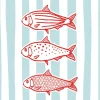 20 SERVIETTES PAPIER DÉFILÉ POISSONS RAYURES 33CM