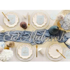 12 SERVIETTES PAPIER EID MUBARAK 16CM BLANC OR