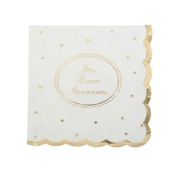 16 SERVIETTES PAPIER 1ER ANNIVERSAIRE 33CM BLANC