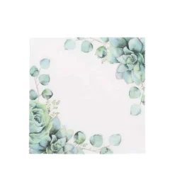 20 SERVIETTES PAPIER EUCALYPTUS 33CM BLANC VERT