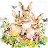 20 SERVIETTES PAPIER FAMILLE LAPIN PAPILLON 33CM