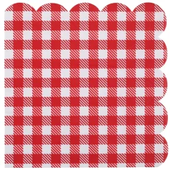 20 SERVIETTES PAPIER FESTONNÉ VICHY 16CM ROUGE