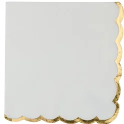 16 SERVIETTES PAPIER FESTON OR 33CM BLANC