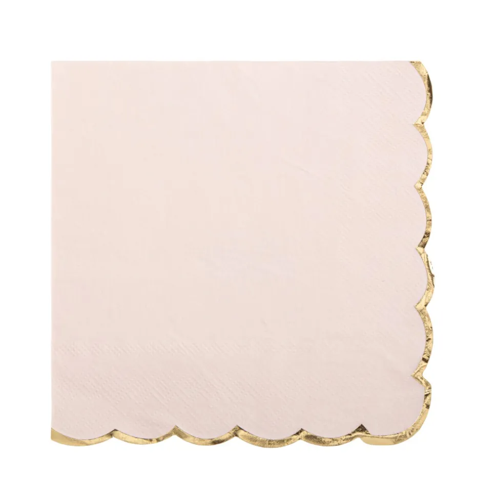 16 SERVIETTES PAPIER FESTON OR 33CM ROSE POUDRÉ