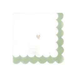 16 SERVIETTES PAPIER FESTON PETIT C?'UR 33CM VERT