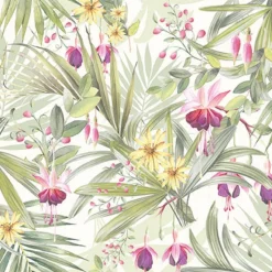 20 SERVIETTES PAPIER FEUILLES EXOTIQUES 33CM