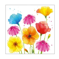 20 SERVIETTES PAPIER FLEURS D'ÉTÉ COLORÉES 33CM