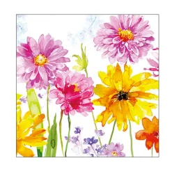 20 SERVIETTES PAPIER FLEURS JOIE 33CM