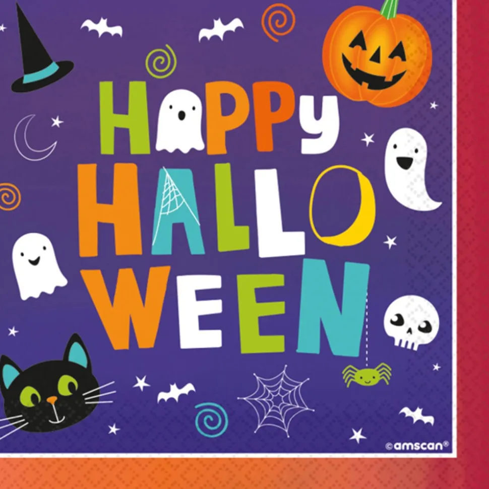 16 SERVIETTES PAPIER HALLOWEEN AMIS MONSTRE 33CM