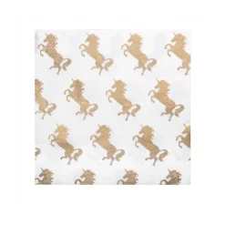 12 SERVIETTES PAPIER LICORNE PARTY 33CM BLANC OR