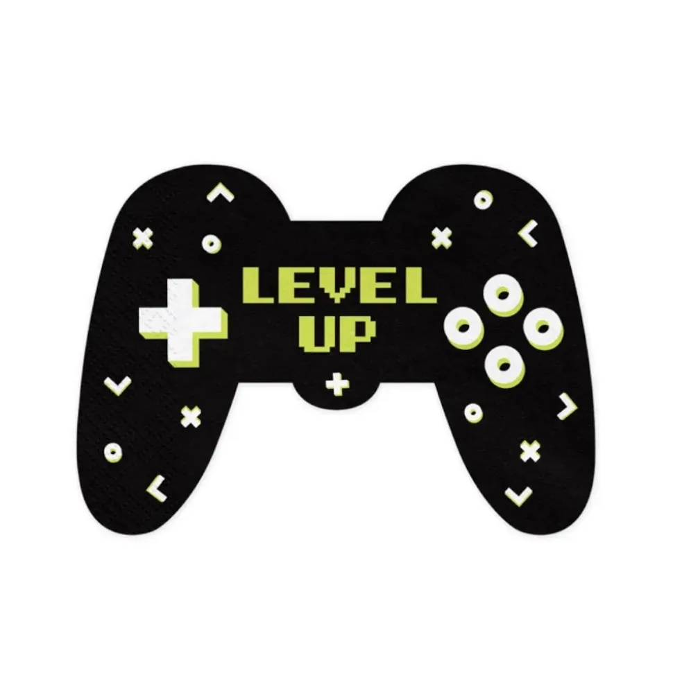 12 SERVIETTES PAPIER MANETTE GAMER 11.5X16CM NOIR