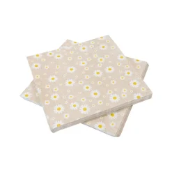 20 SERVIETTES PAPIER MARGUERITE 33CM NATURE