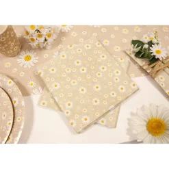 20 SERVIETTES PAPIER MARGUERITE 33CM NATURE
