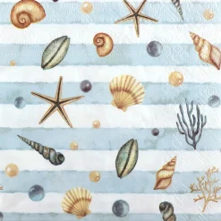 20 SERVIETTES PAPIER MER COQUILLAGE 33CM BLEU