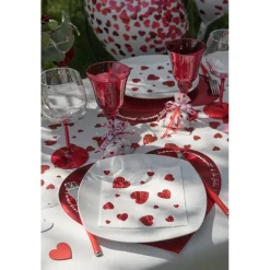 10 SERVIETTES PAPIER MOTIF CUR ROUGE 33CM BLANC