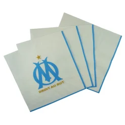 20 SERVIETTES PAPIER OM FOOTBALL 33CM BLANC