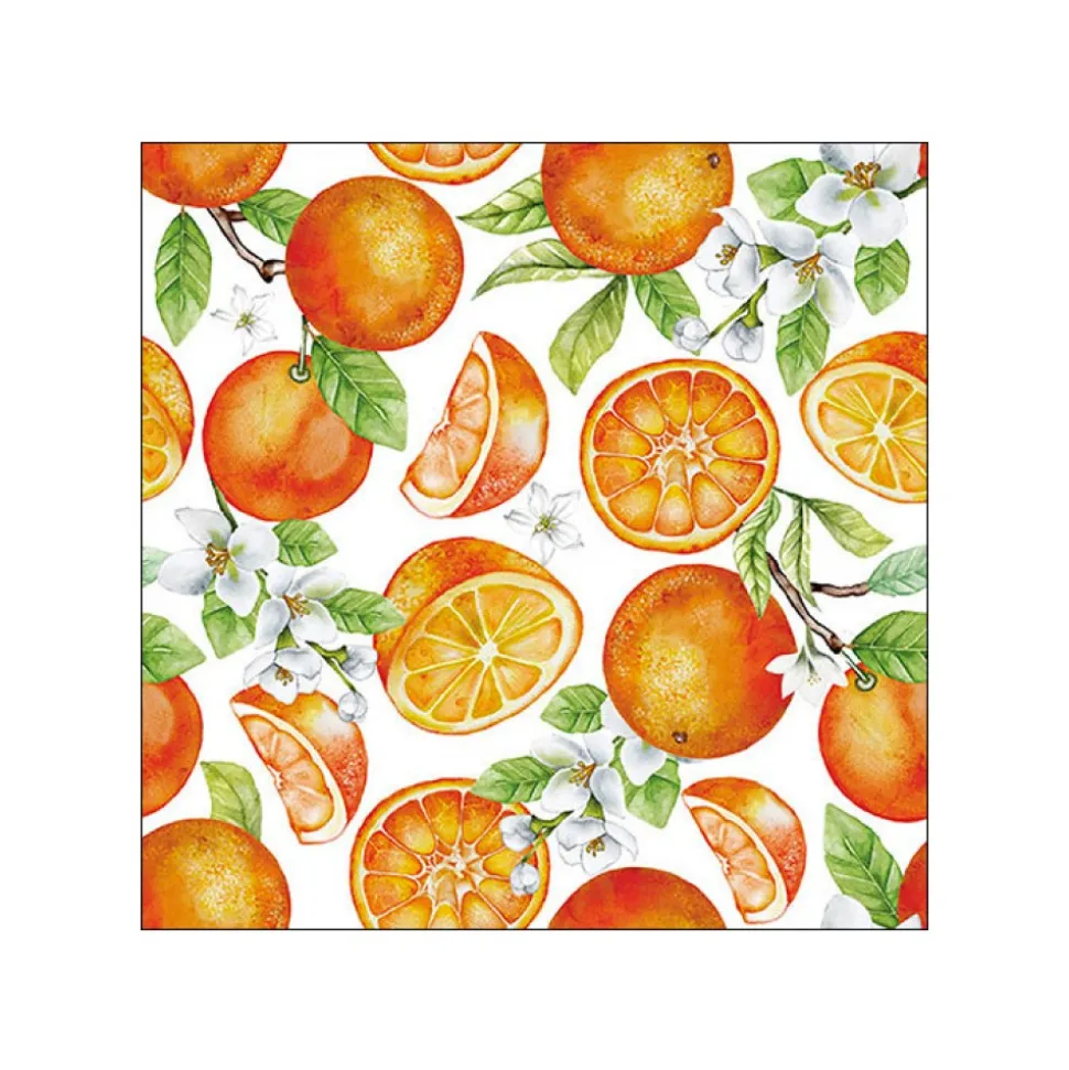 20 SERVIETTES PAPIER ORANGES JUTEUSES 33CM