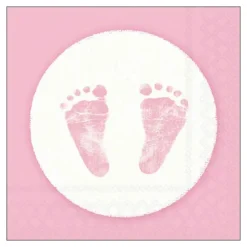 20 SERVIETTES PAPIER PIEDS BÉBÉ 33CM ROSE