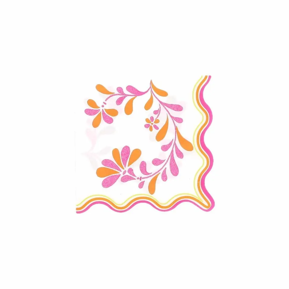 16 SERVIETTES PAPIER PINK LEMONADE 33CM BLANC