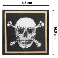 20 SERVIETTES PAPIER PIRATE CHIC 33CM NOIR