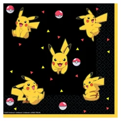 16 SERVIETTES PAPIER POKÉMON PIKACHU 33CM NOIR
