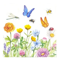 20 SERVIETTES PAPIER PRAIRIE AUX PAPILLONS 33CM